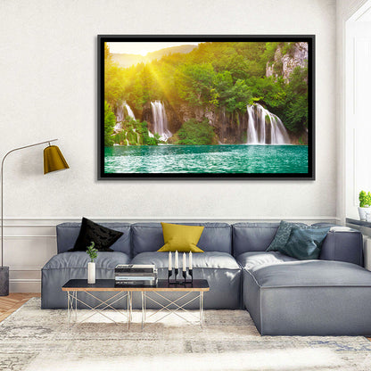 Plitvice Cascades at Sunrise Wall Art