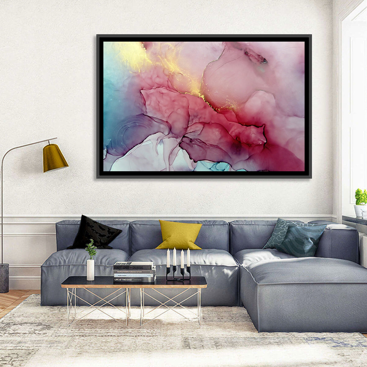 Pink and Gold Fluid Abstract Wall Art