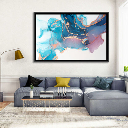 Fluid Ink with Metallic Gold Accents Wall Art