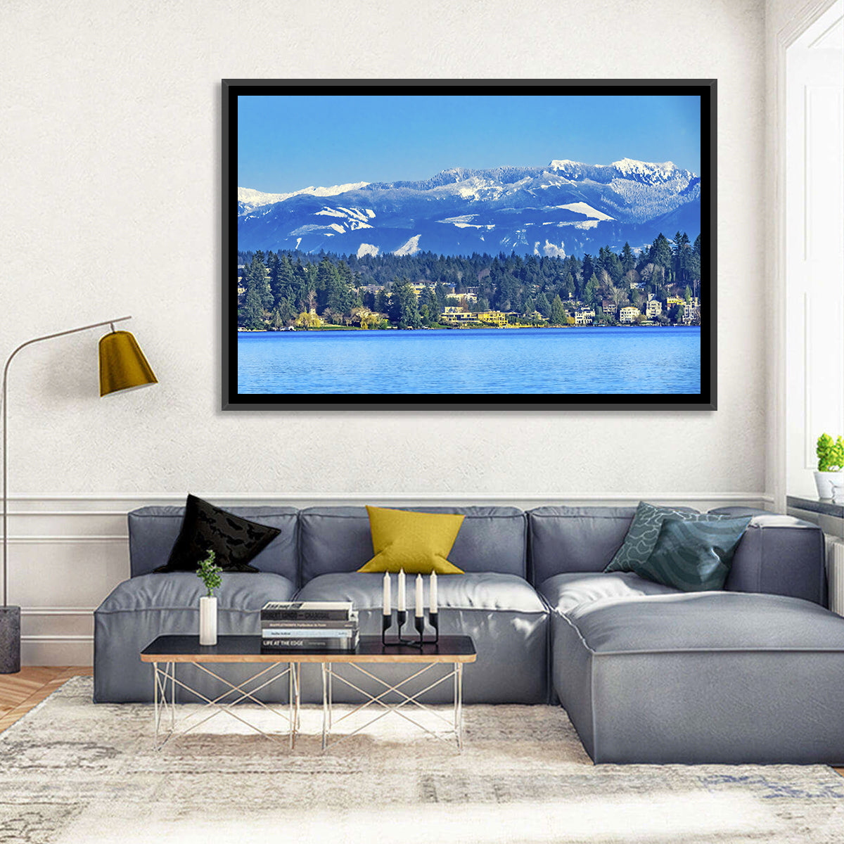 Lake Washington Snow-capped Peaks Wall Art