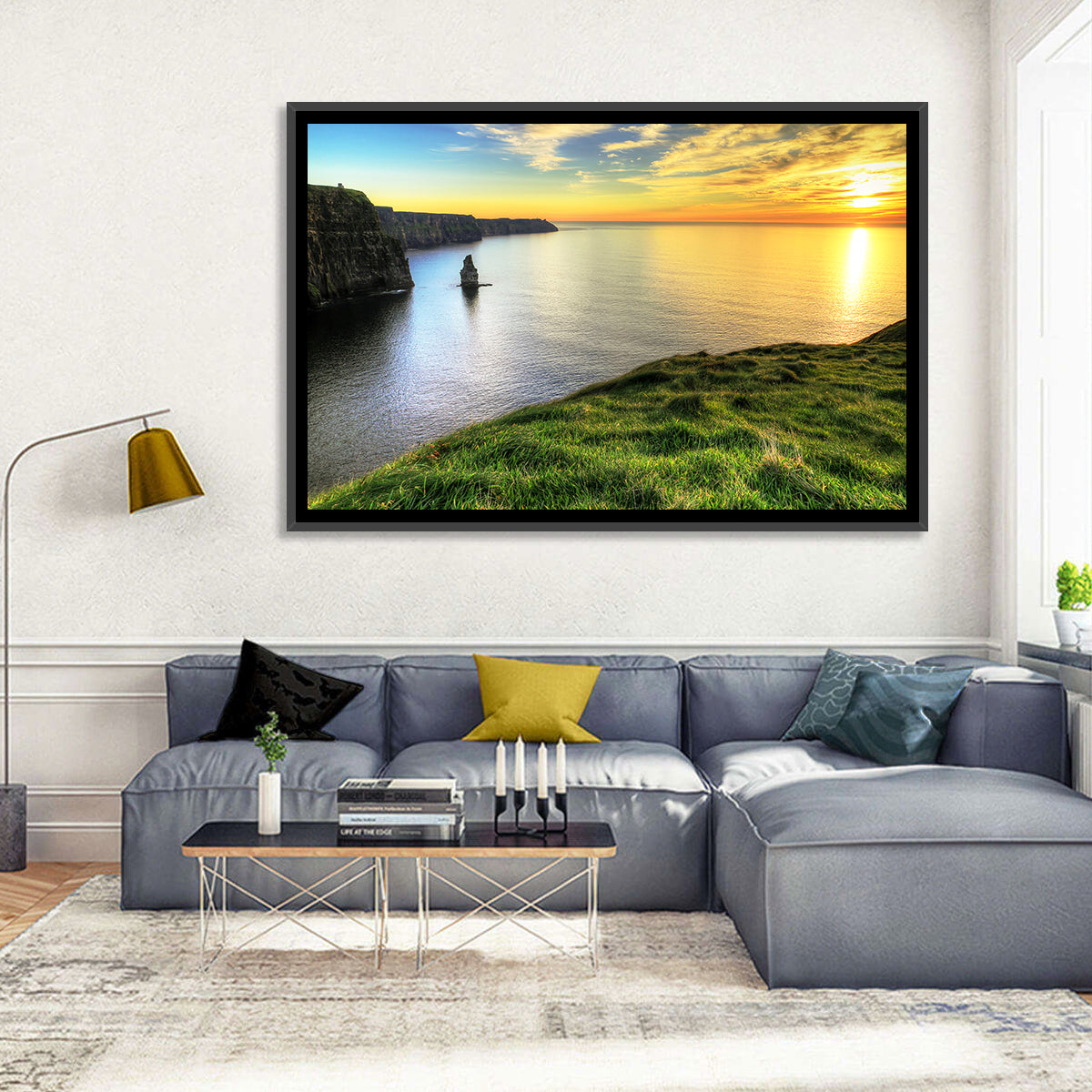 Cliffs of Moher at Sunset Wall Art in a room, landscape