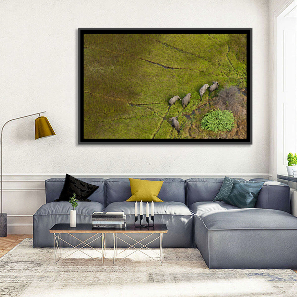 Aerial Herd of Elephants Wall Art