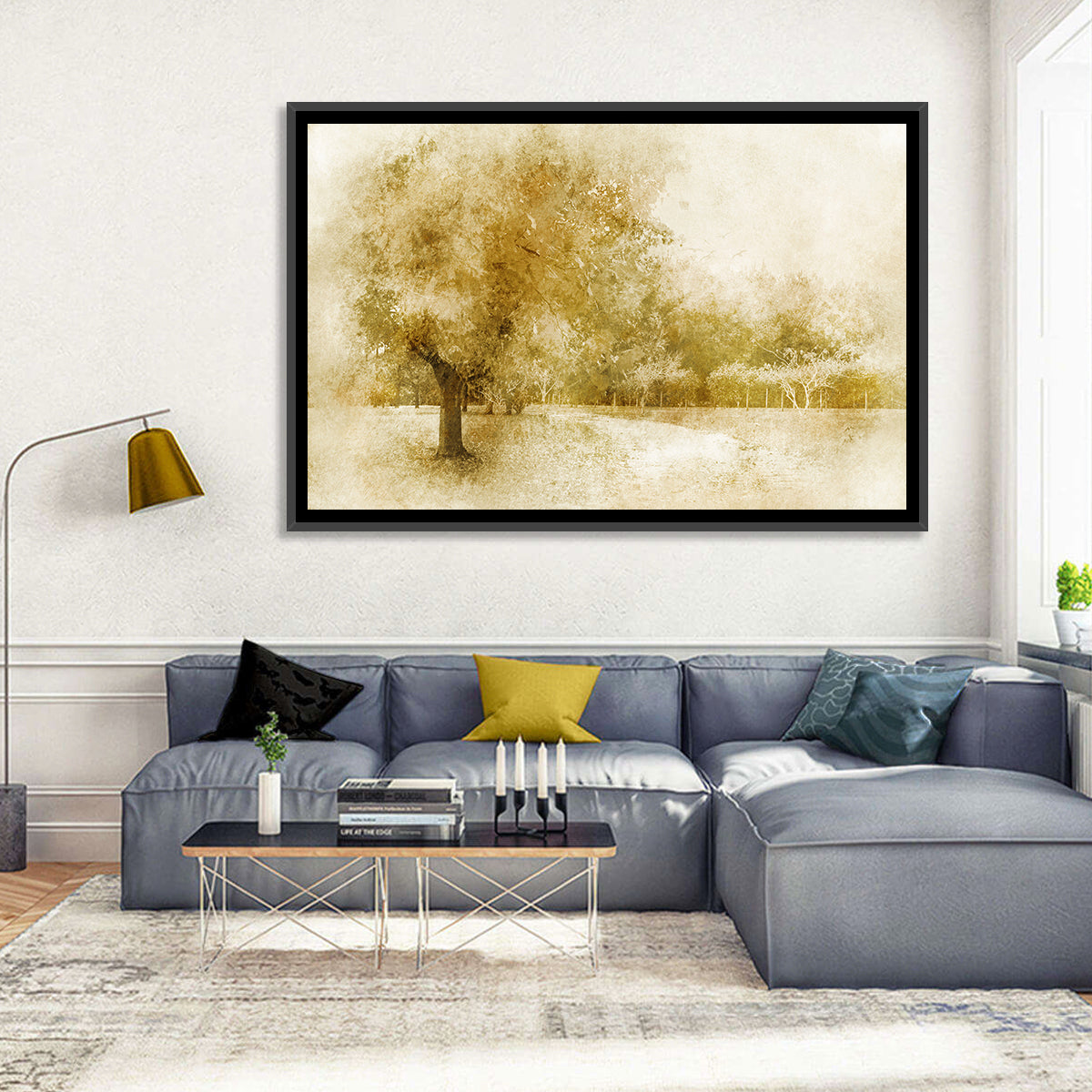 Sepia Orchard Pathway Wall Art
