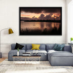 Lake Diatas Sunset with Boat Wall Art