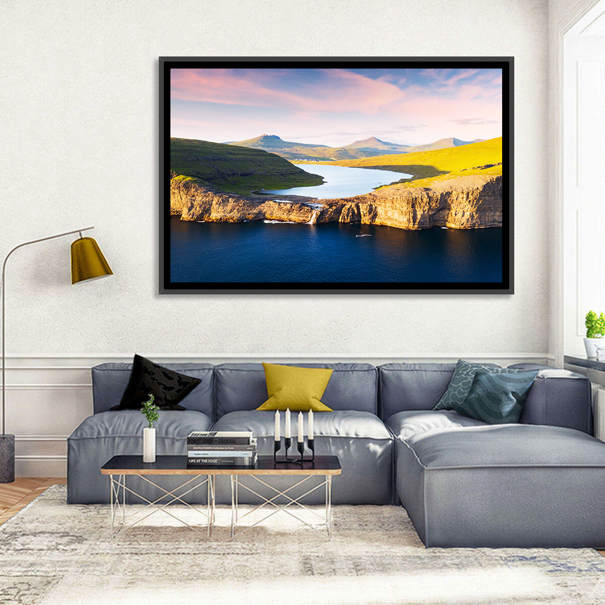 Sørvágsvatn Cliffs at Golden Hour Wall Art