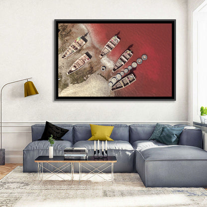 Wooden Boats on Lake Retba Wall Art