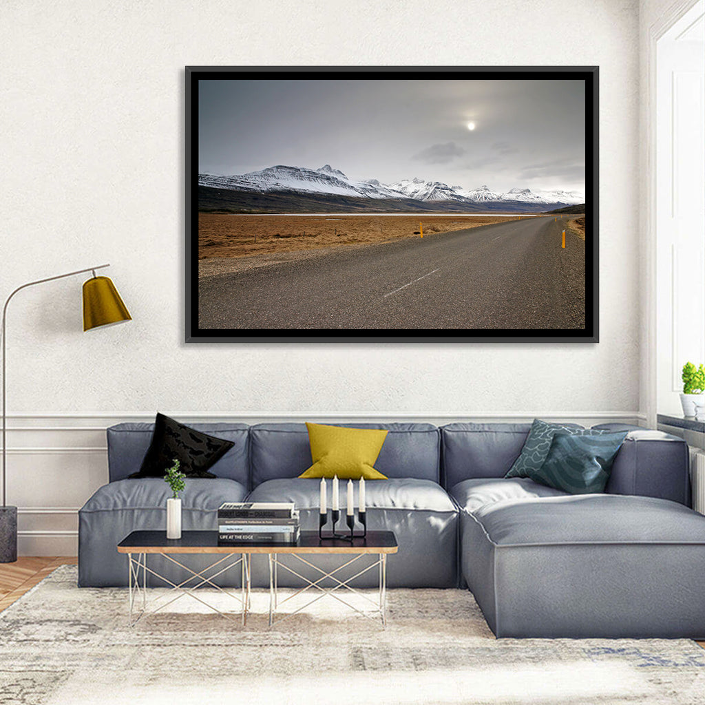 Icelandic Road to Snow-capped Mountains Wall Art