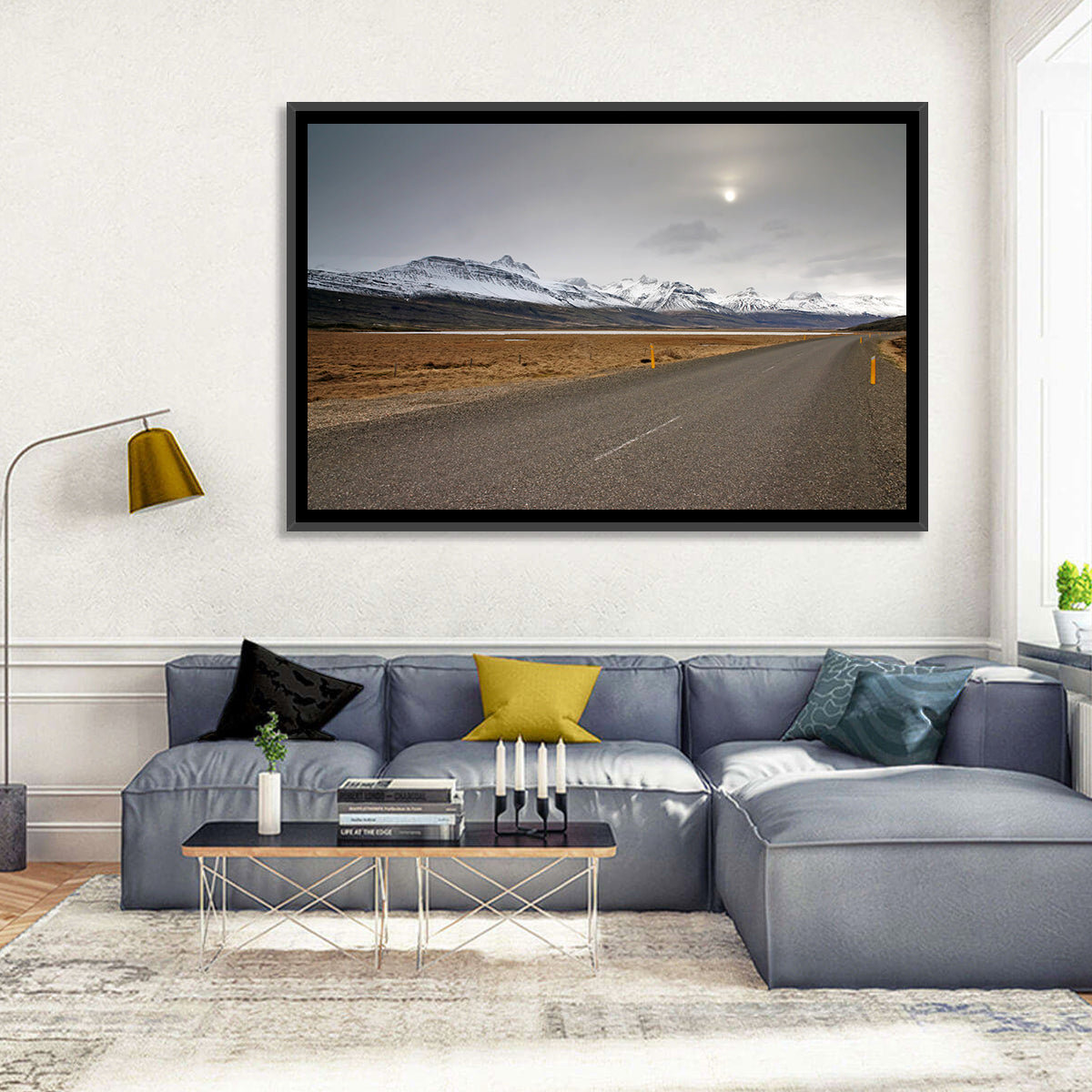 Icelandic Road to Snow-capped Mountains Wall Art