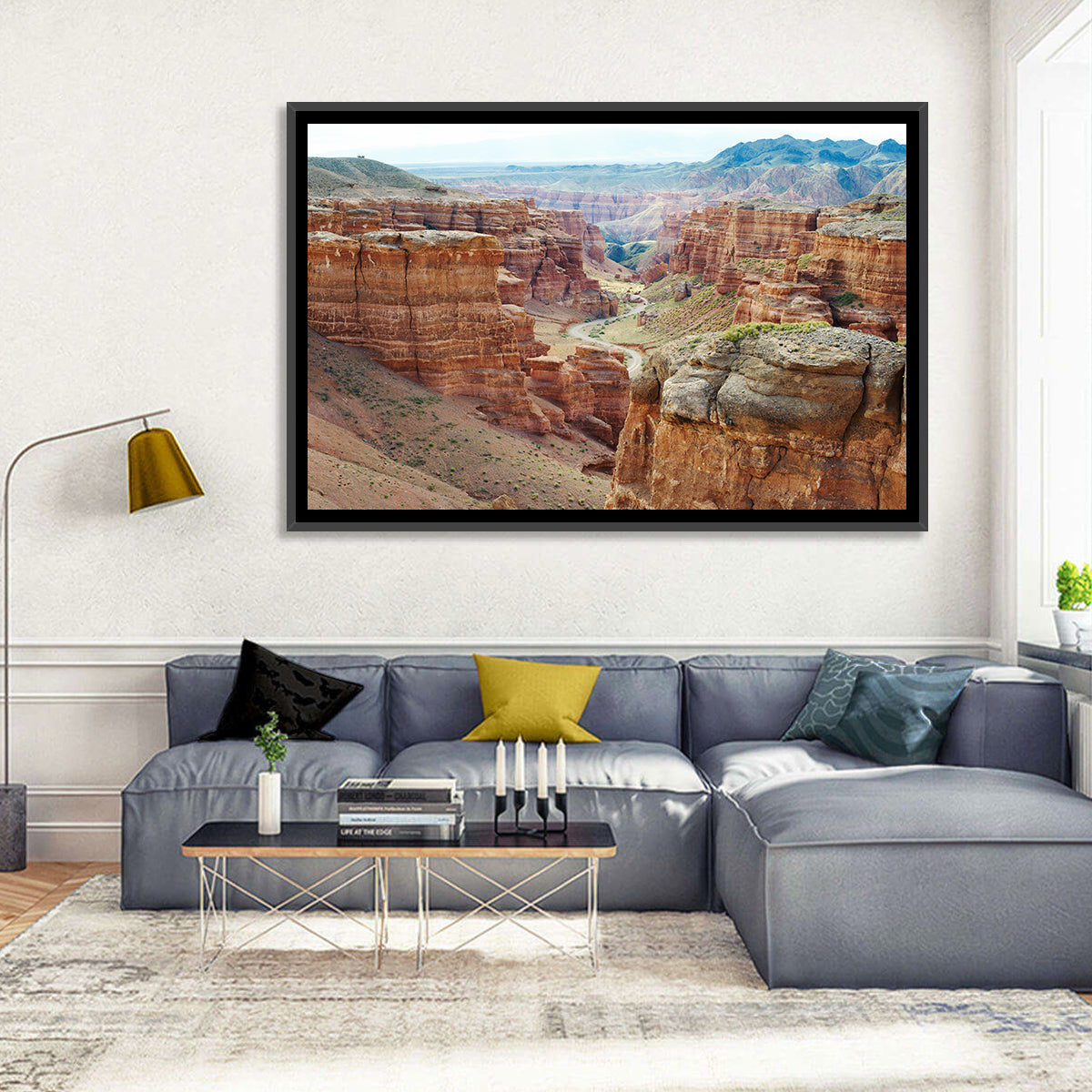 Charyn Canyon Vista Wall Art in a room, landscape