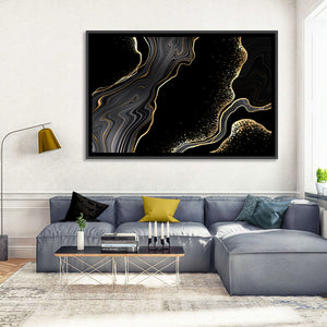 Gold Through Black Abstract Wall Art