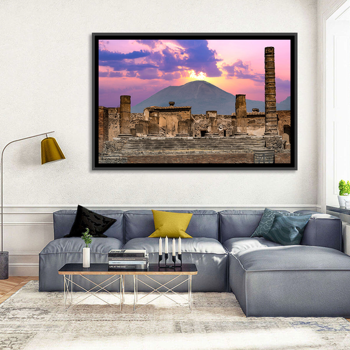 Pompeii Columns at Sunset, Mount Vesuvius Wall Art