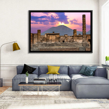 Pompeii Columns at Sunset, Mount Vesuvius Wall Art