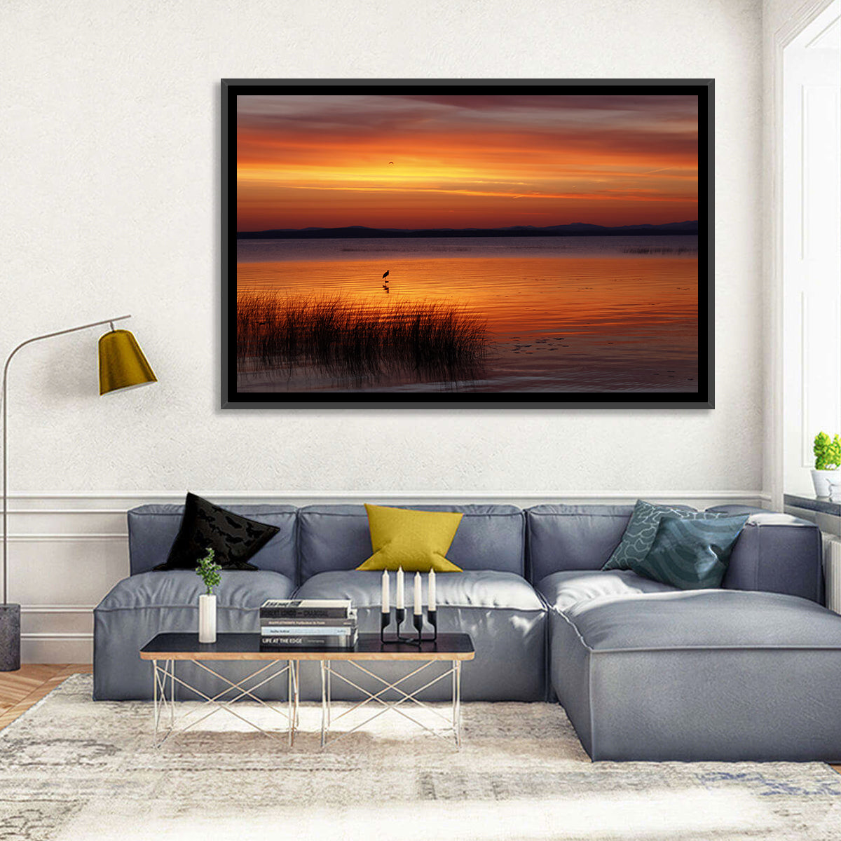 Lake Champlain Sunrise with Heron Wall Art