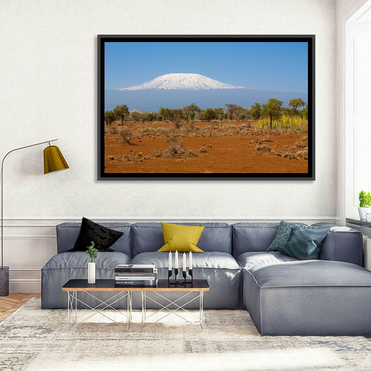 Mount Kilimanjaro Landscape Wall Art in a room, landscape