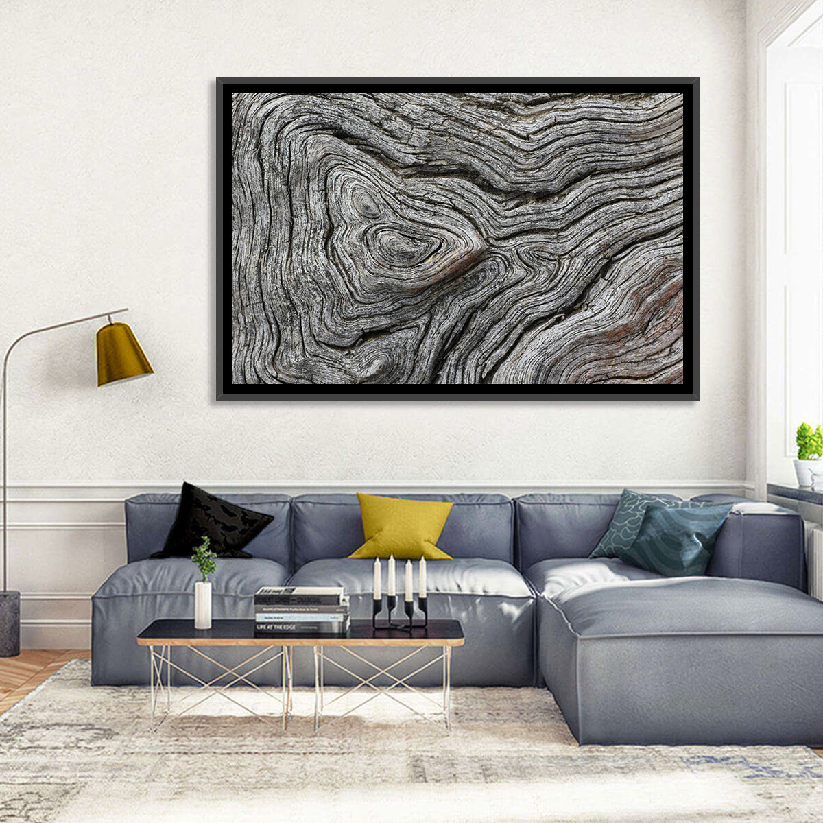 Tree Growth Rings Wall Art in a room, landscape