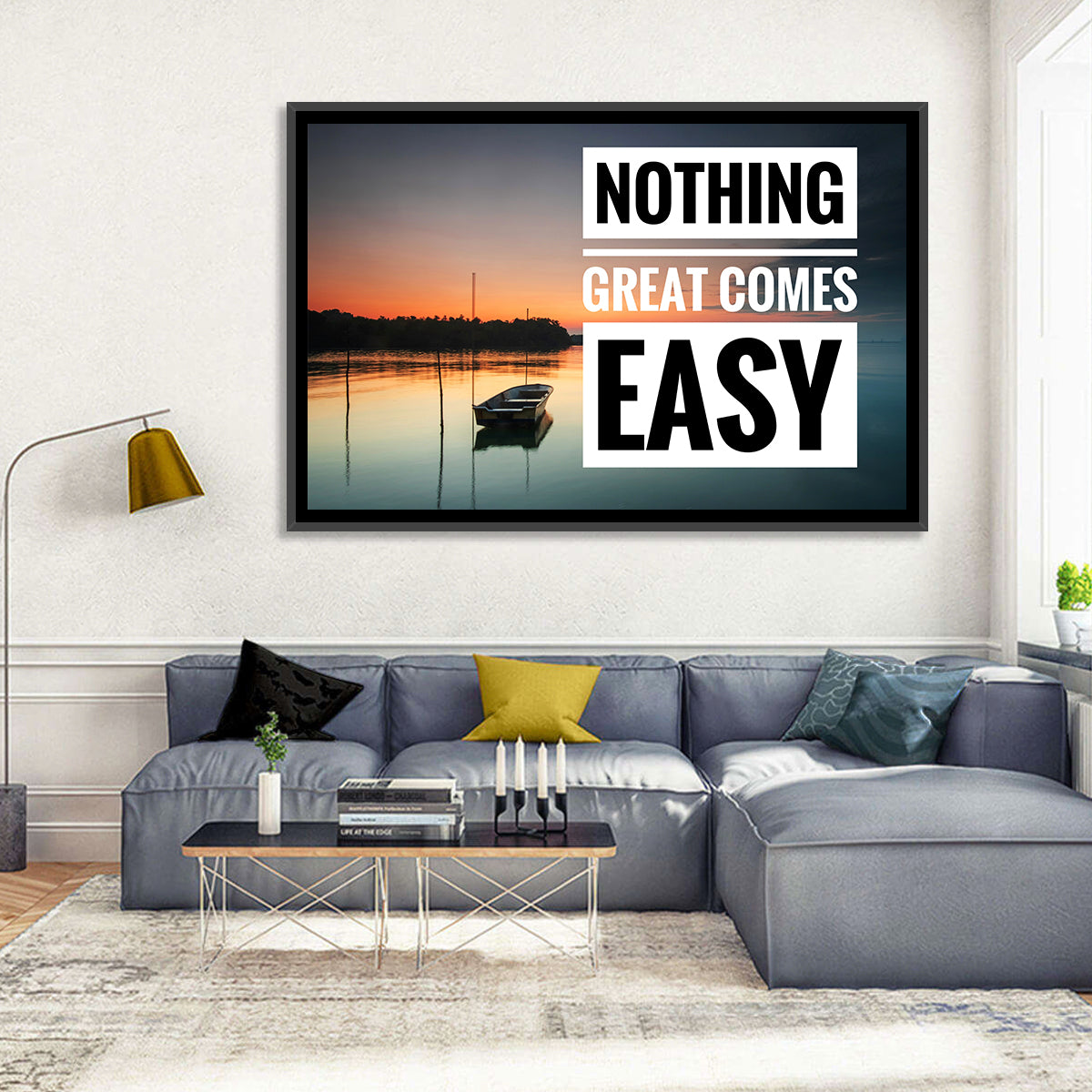 Nothing Great Comes Easy, Boat at Sunrise Wall Art