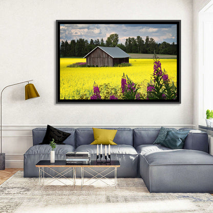 Finnish Barn in Yellow Field Wall Art
