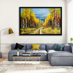 Autumn Birch Path with Two Birds Wall Art