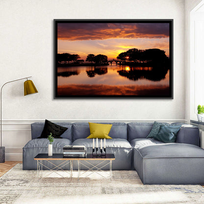 Tranquility Bridge at Sunset Wall Art