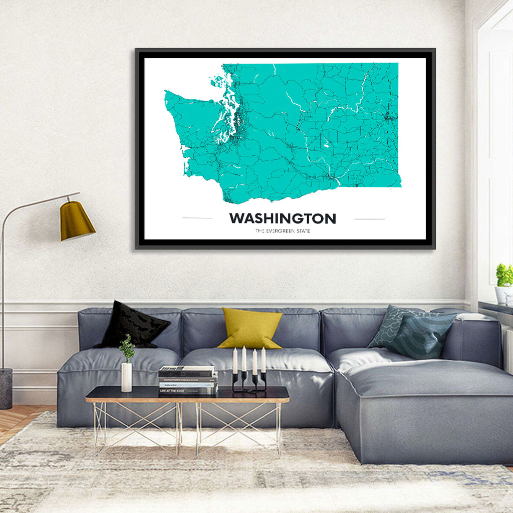 Washington State Minimalist Map Wall Art