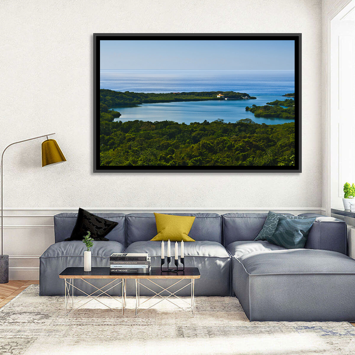 Roatan Tropical Bay Wall Art in a room, landscape