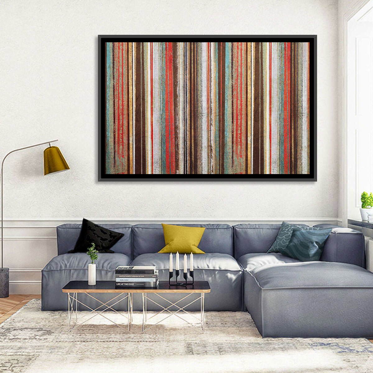Layered Stripes Wall Art in a room, landscape
