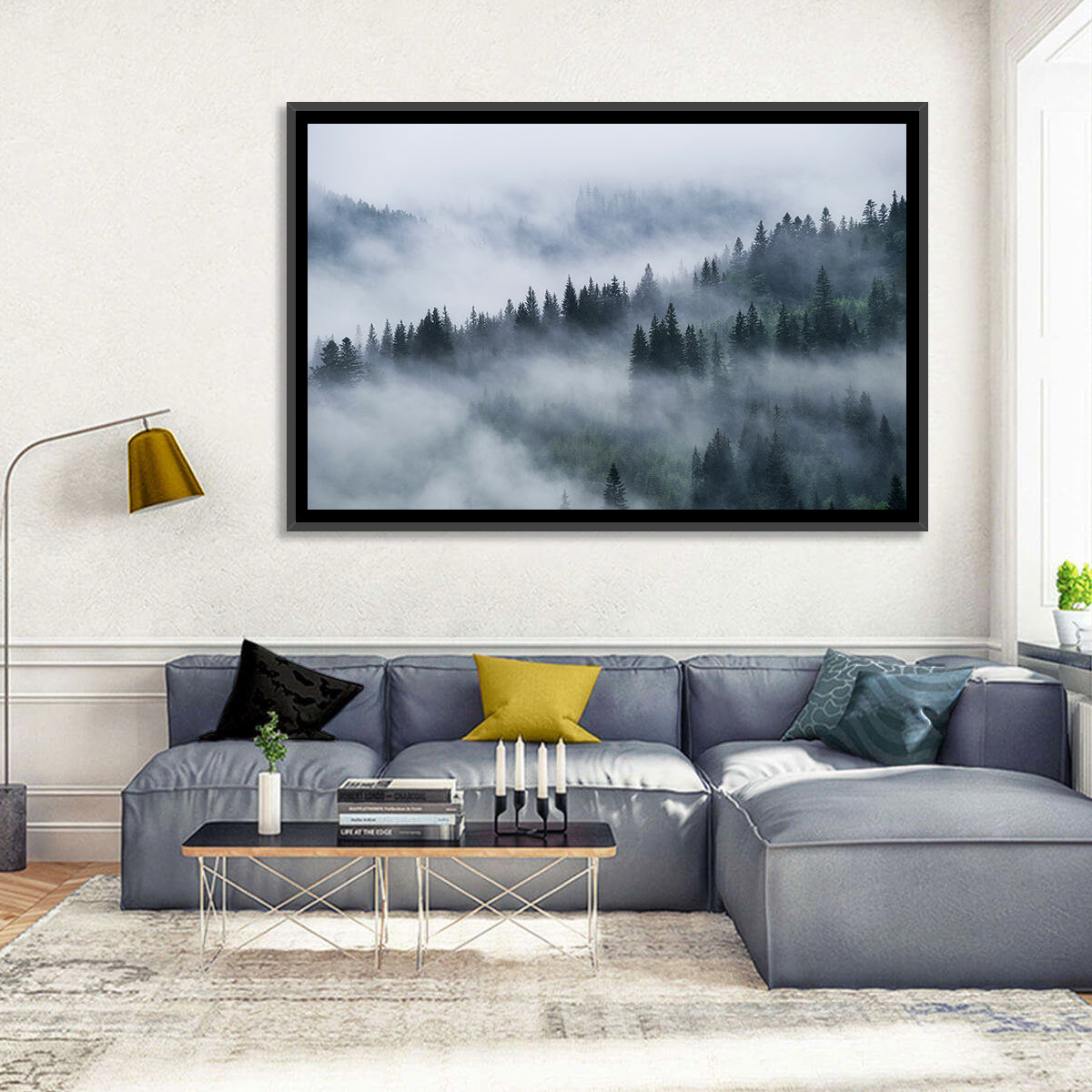 Misty Mountain Pine Forest Wall Art