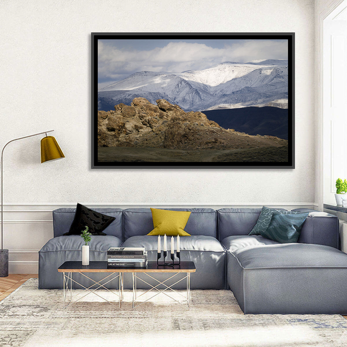 Wonderstone Snow-dusted Mountains Wall Art in a room, landscape