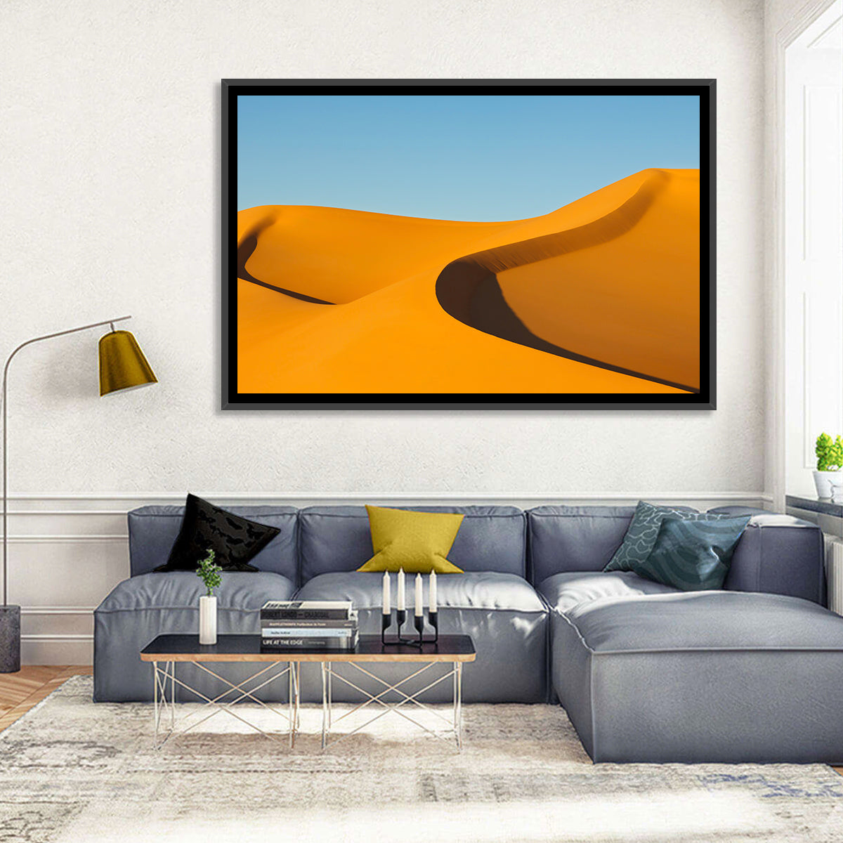 Awbari Golden Dunes Wall Art in a room, landscape