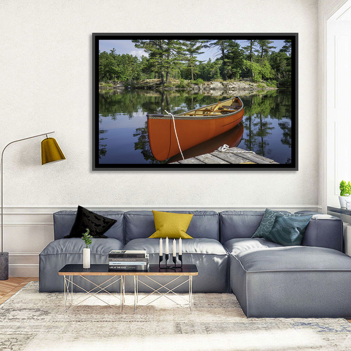 Orange Canoe on Ontario Lake Wall Art