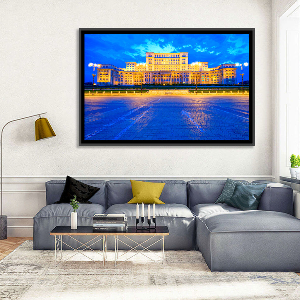 Palace of the Parliament at Twilight Wall Art