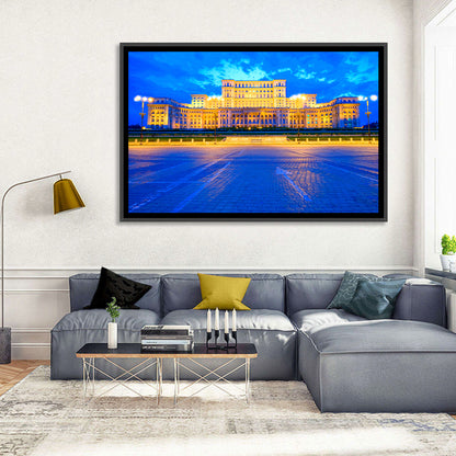 Palace of the Parliament at Twilight Wall Art