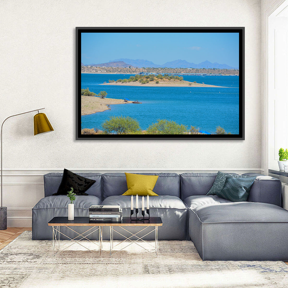Lake Pleasant Shoreline with Boat Wall Art