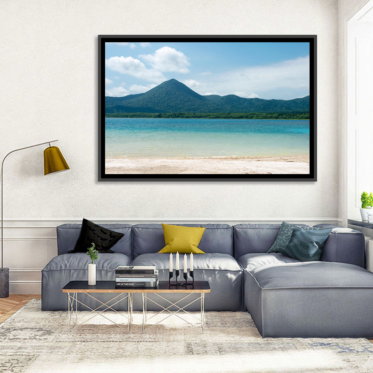 Usori Lake Shoreline Wall Art in a room, landscape