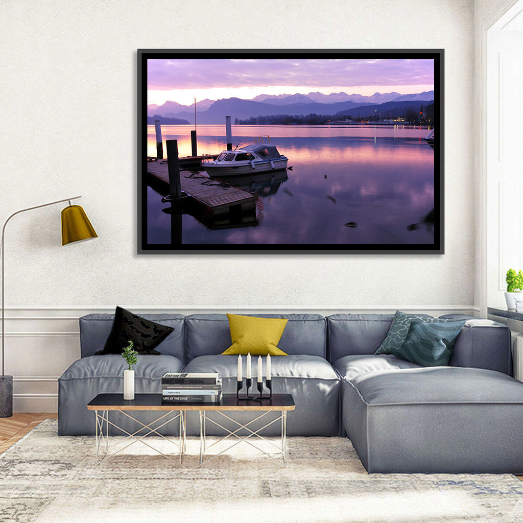 Lake Lucerne Pier at Dusk Wall Art