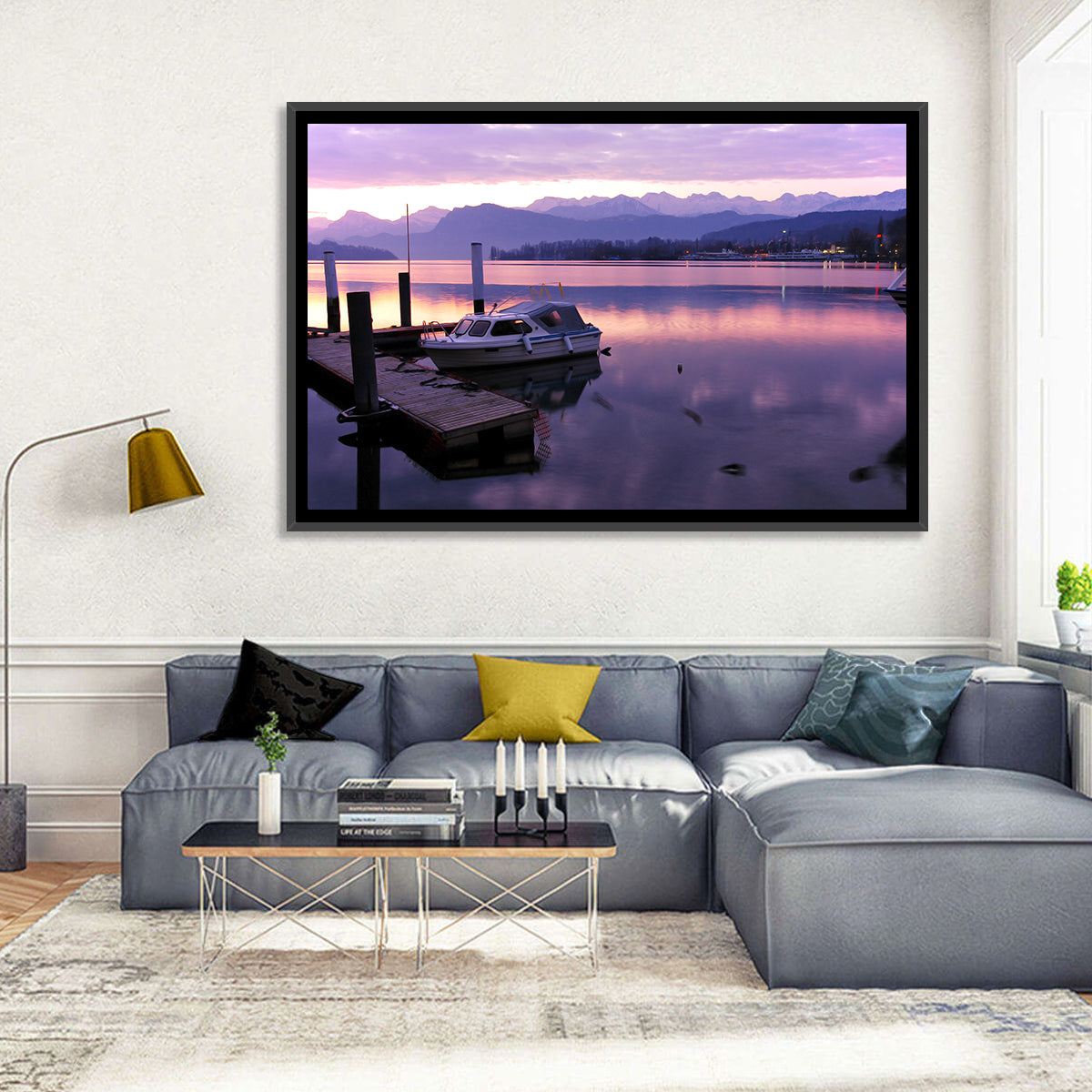 Lake Lucerne Pier at Dusk Wall Art