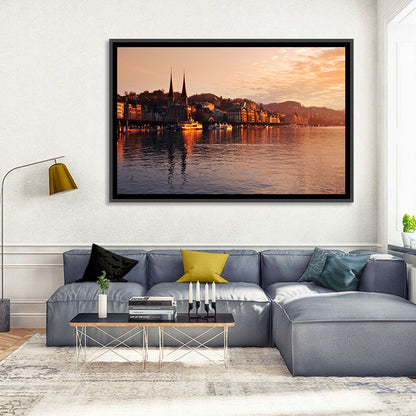 Lucerne Lake Sunset Skyline Wall Art