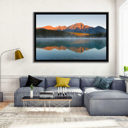Patricia Lake and Mount Pyramid at Golden Hour Wall Art