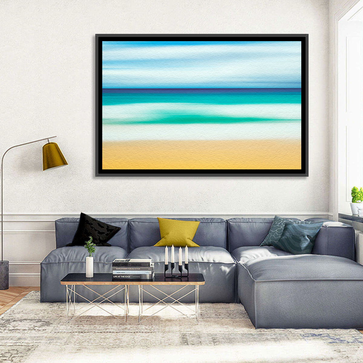 Sand and Surf Abstraction Wall Art in a room, landscape