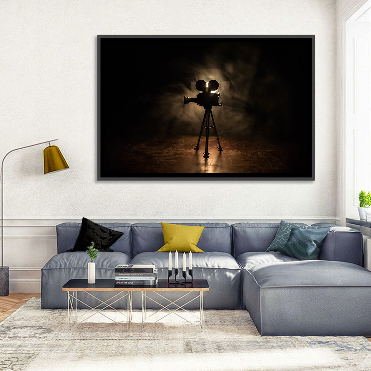 Backlit Vintage Movie Camera Wall Art