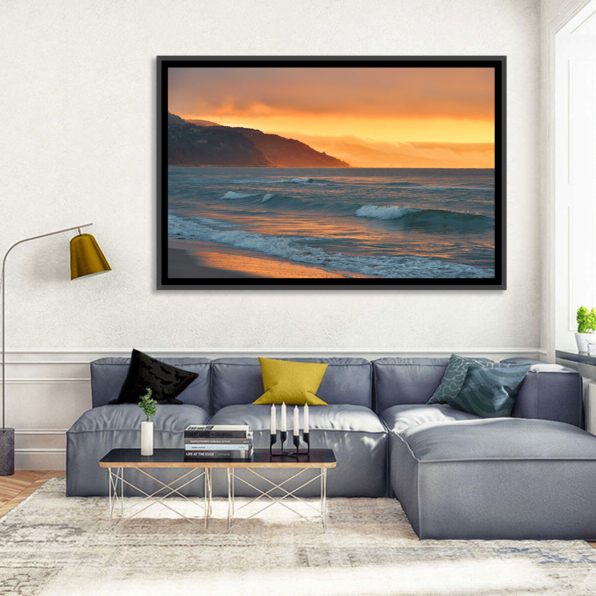 Cliffside Sunset Over Ocean Wall Art