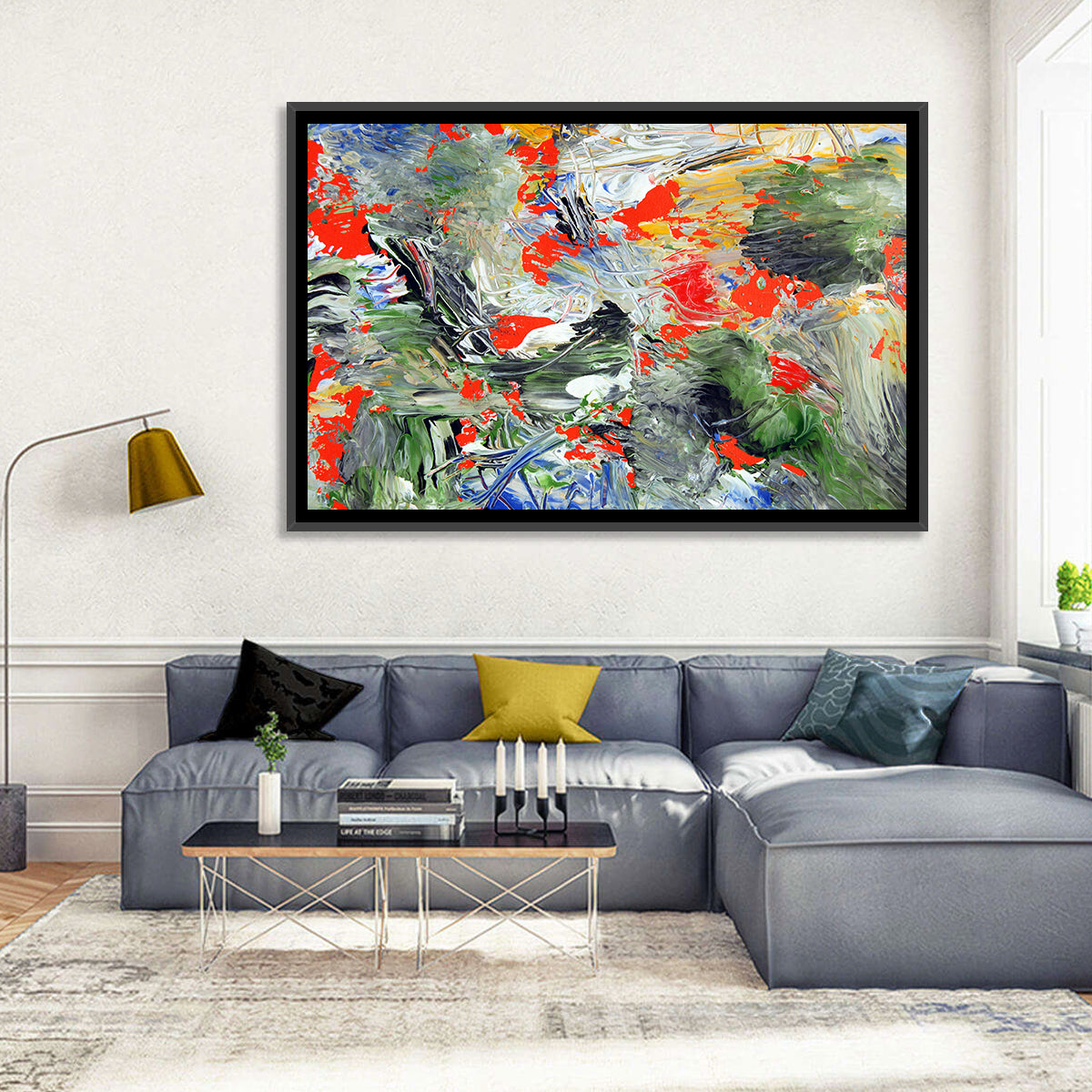 Melting Green Impasto Abstract Wall Art