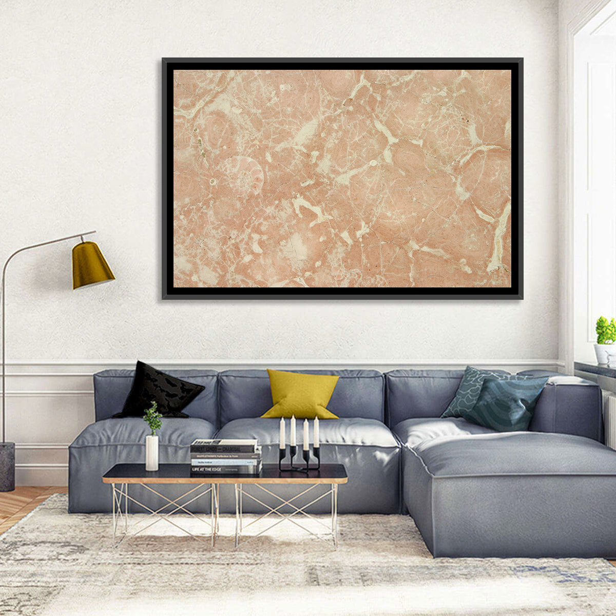 Fossil Veins Marble Study Wall Art in a room, landscape