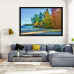 Sebago Lake Pier in Autumn Wall Art