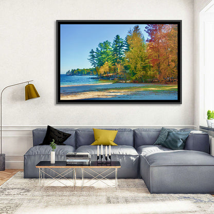 Sebago Lake Pier in Autumn Wall Art