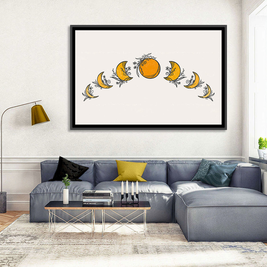 Lunar Phases Floral Arc Wall Art
