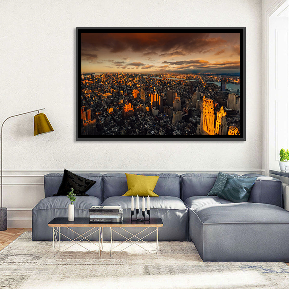 South Manhattan Sunset Skyline Wall Art