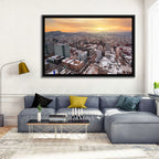 Sapporo Station Skyline at Golden Hour Wall Art