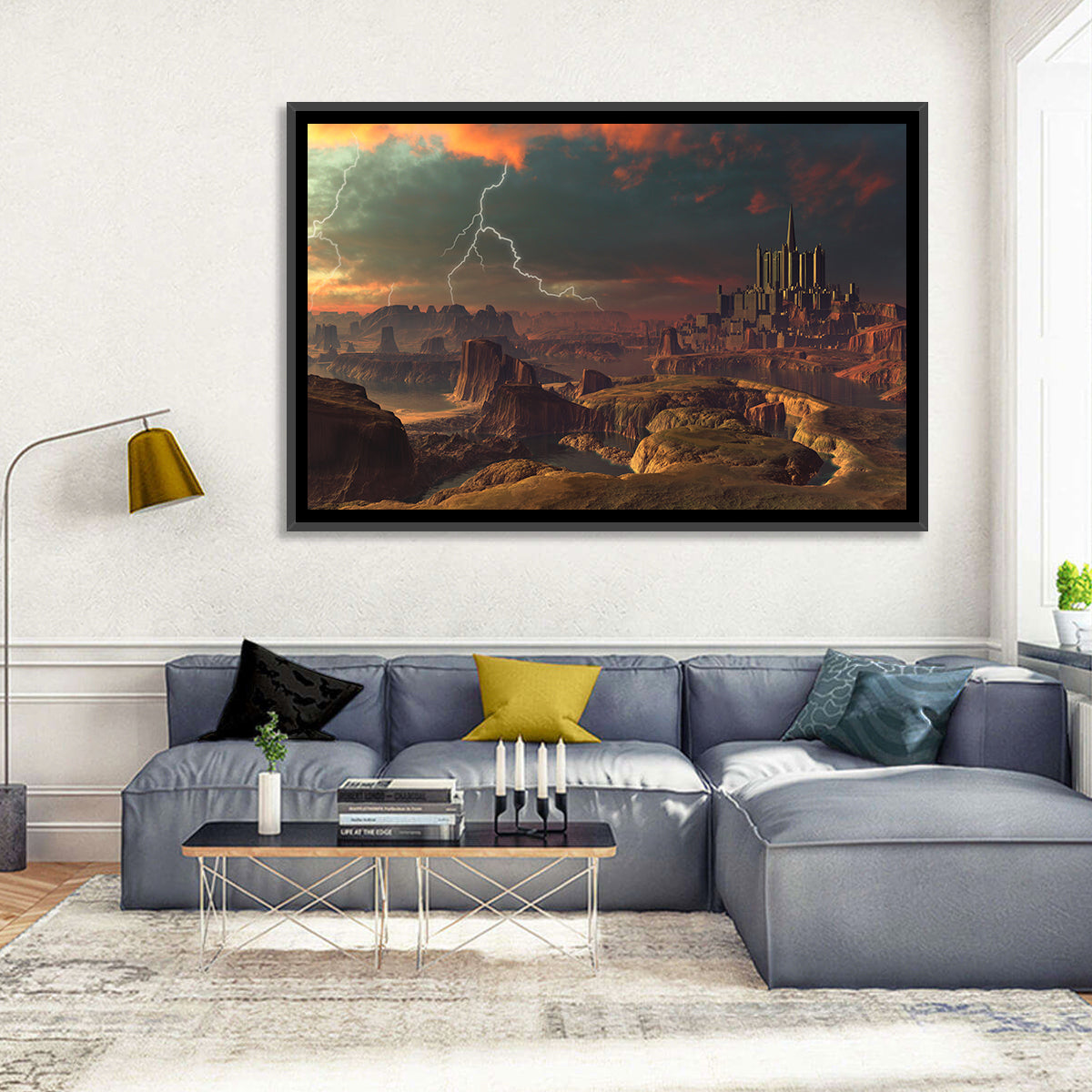 Dusk Storm Over Alien Fortress Wall Art