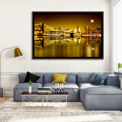 Brooklyn Bridge Moonlit Reflection Wall Art